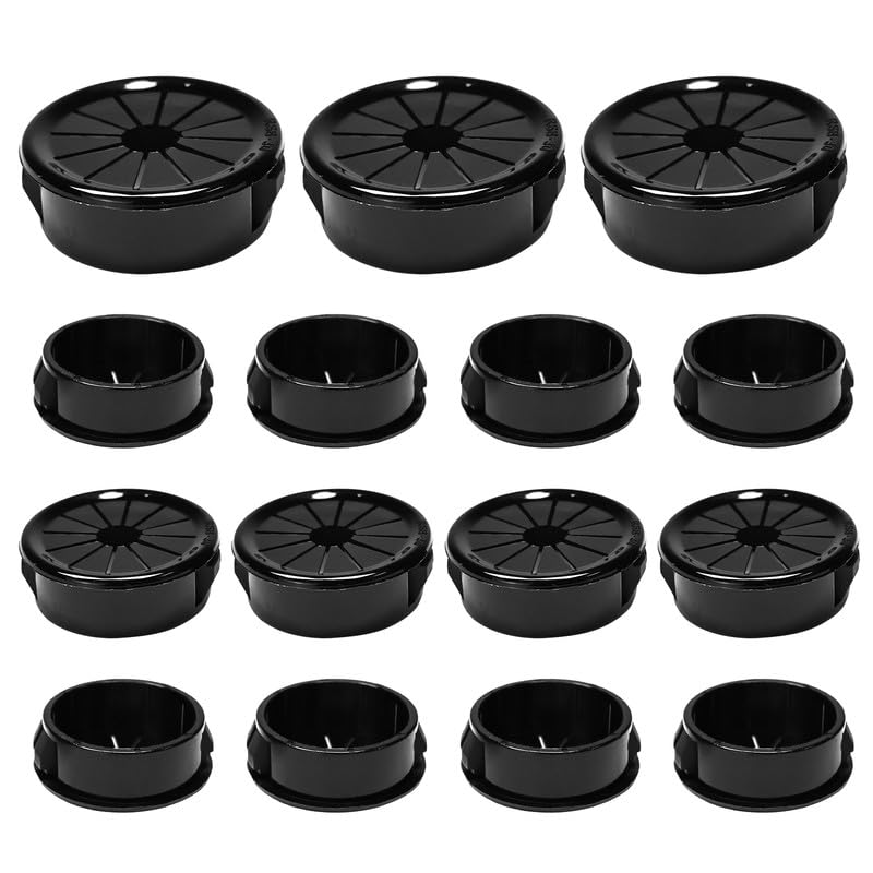 EASYEAH Store 15PCS Cable Grommets, 1-3/16"(30mm) Desk Hole Cover Petal Shaped Buckle Type Nylon Snap Bushing Grommet, Wire Hole Cover Insert for Cables and Cords Management and Protection of Cabinet, Black - Image 1
